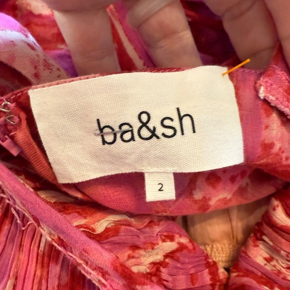 ba&sh Teoli open tie back patterned Midi Dress Pink 45110 - Picture 13 of 16